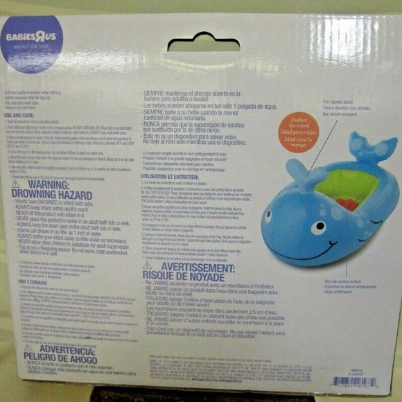 BabiesRUs Bath, Skin & Hair Babies R Us Inflatable Whale Tub Squeak